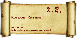 Korpos Razmus névjegykártya